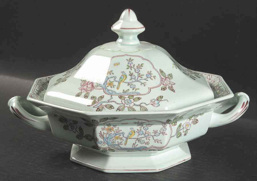 Singapore Bird (Older Backstamp) Round Covered Vegetable by Adams China-1