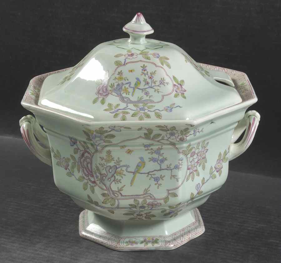 Singapore Bird (Older Backstamp) Octagonal Tureen & Lid by Adams China-1