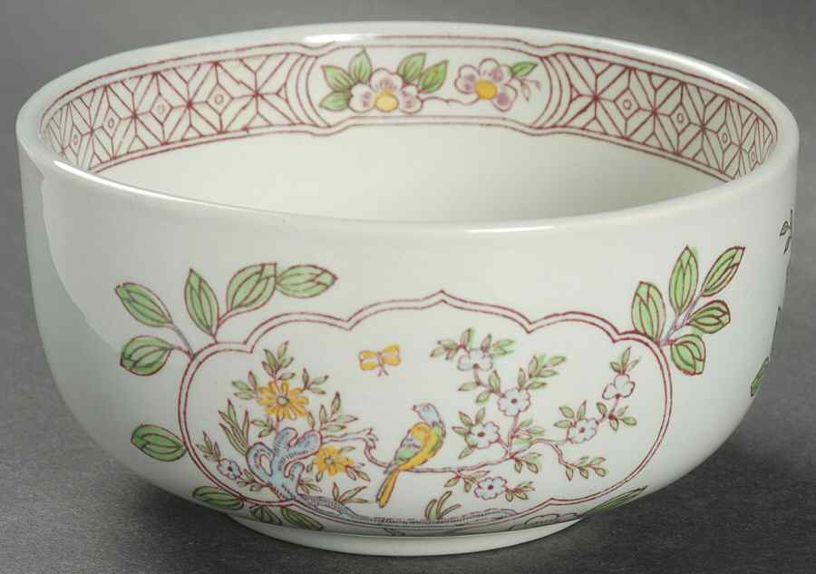 Singapore Bird (Older Backstamp) Cranberry Bowl by Adams China-1