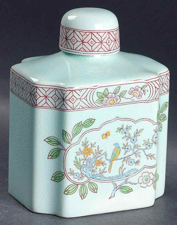 Singapore Bird (Older Backstamp) Tea Caddy & Lid by Adams China-1