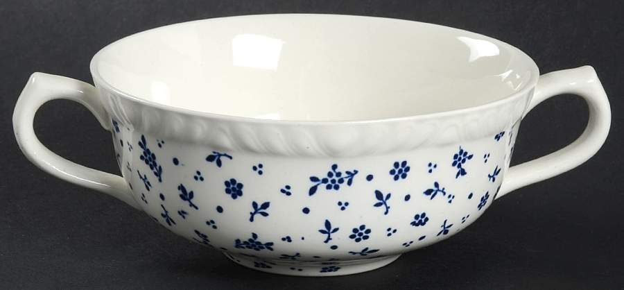 Sprig Blue Flat Cream Soup Bowl by Adams China-1