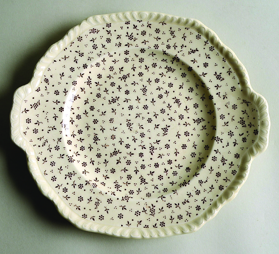 Sprig Brown Square Handled Cake Plate by Adams China-1