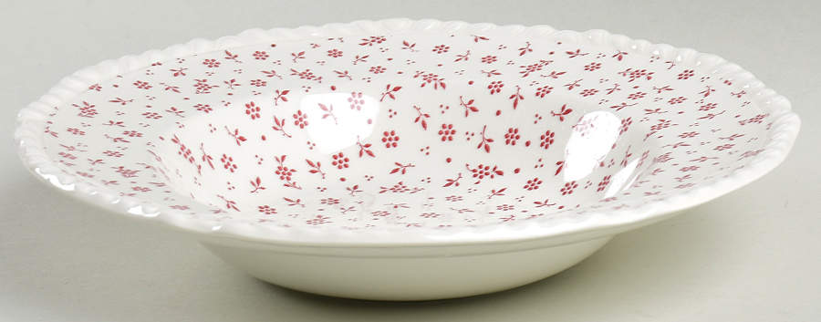 Sprig Pink Rim Soup Bowl by Adams China-1