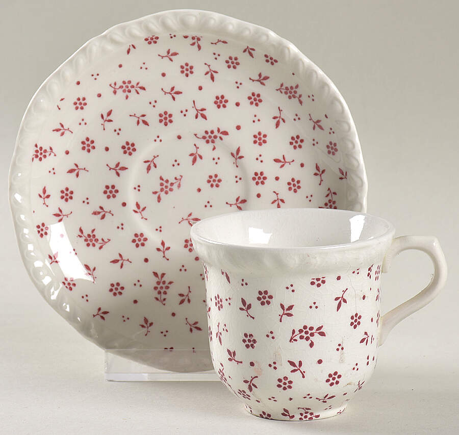 Sprig Pink Demitasse Cup & Saucer Set by Adams China-1