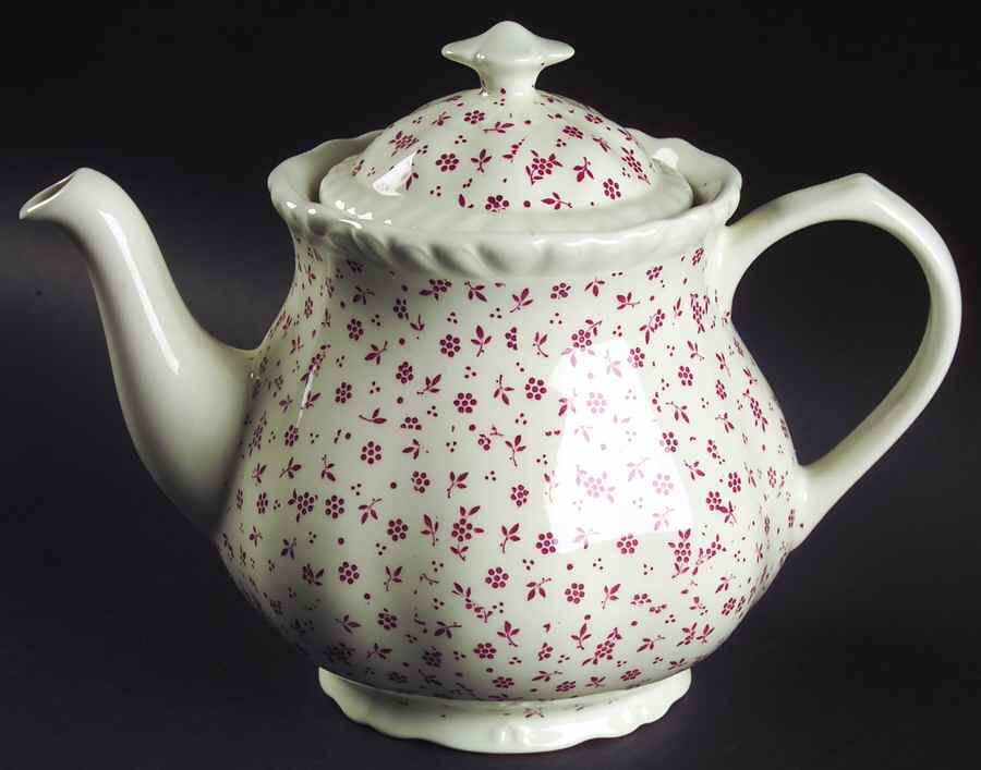 Sprig Pink Teapot & Lid by Adams China-1