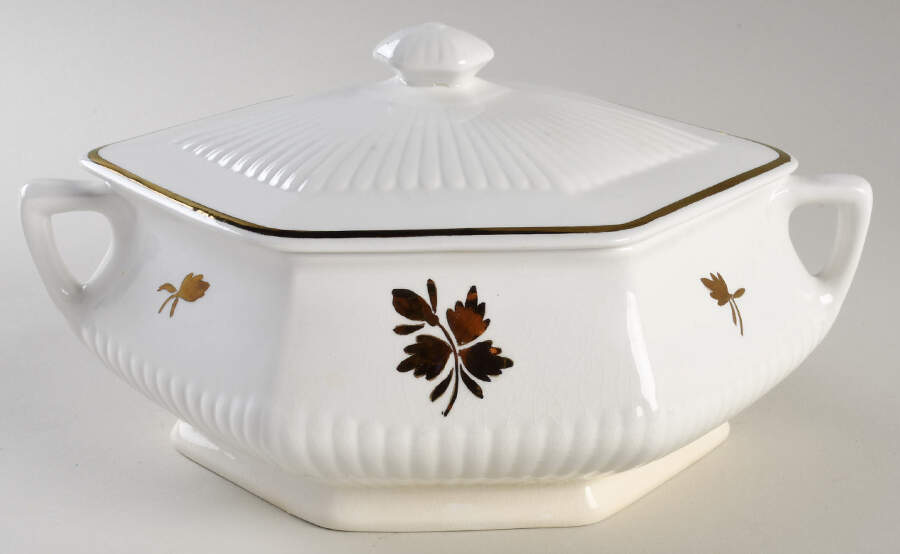 Tea Leaf Copper Oval Covered Vegetable by Adams China-1