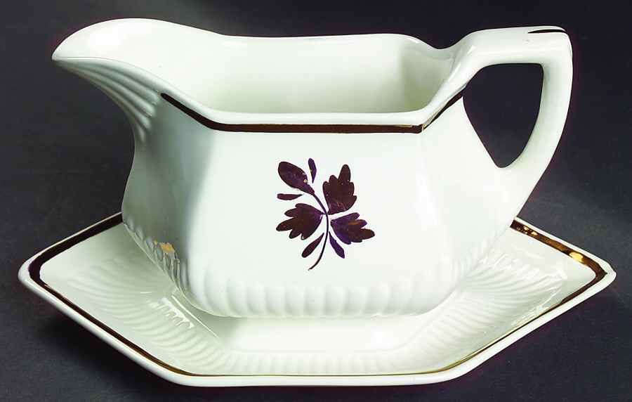 Tea Leaf Copper Gravy Boat with Attached Underplate by Adams China-1