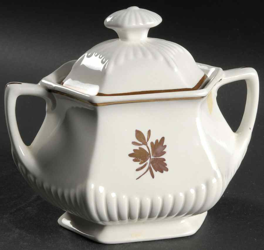 Tea Leaf Copper Sugar Bowl & Lid by Adams China-1