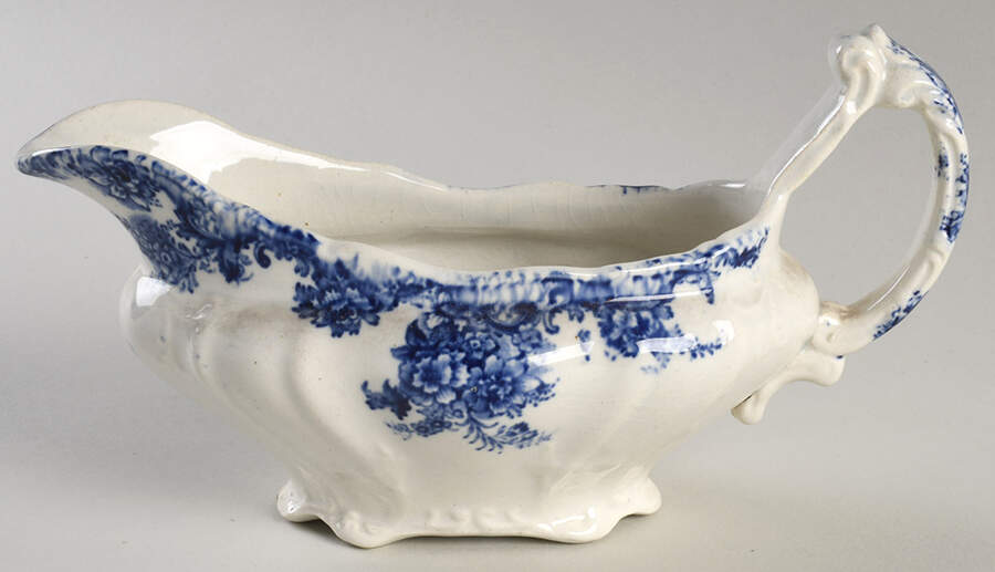 Trellis Blue Gravy Boat by Adams China-1