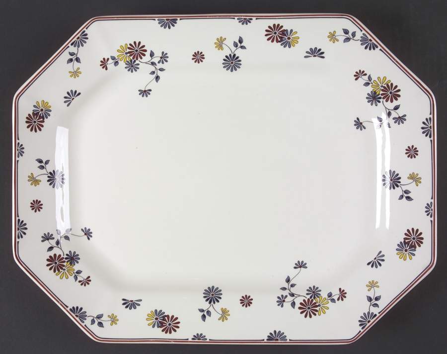 Vermont (Red Trim) 14" Oval Serving Platter by Adams China-1