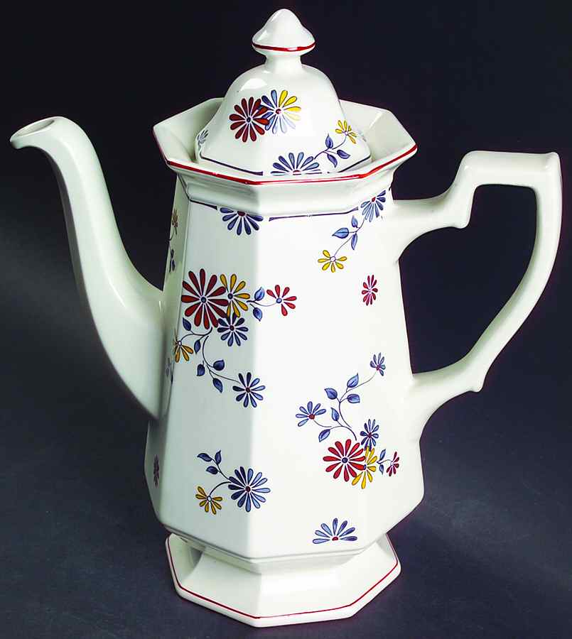 Vermont (Red Trim) Coffee Pot & Lid by Adams China-1