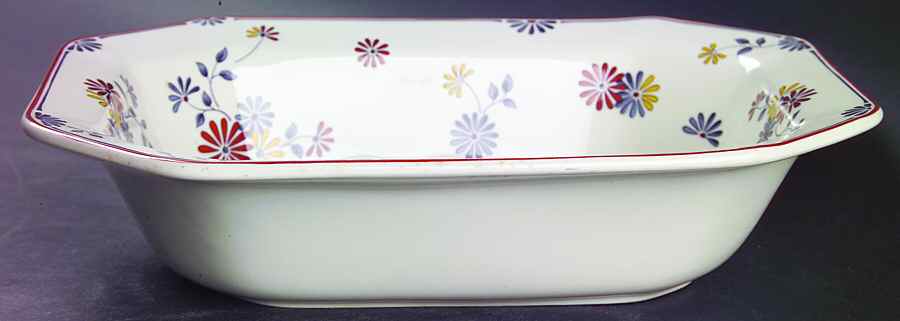 Vermont (Red Trim) 9" Oval Vegetable Bowl by Adams China-1