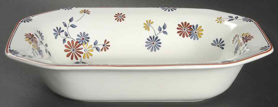 Vermont (Red Trim) 9" Oval Vegetable Bowl by Adams China-1