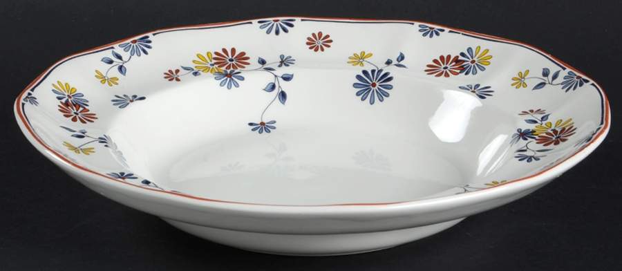 Vermont (Red Trim) Large Rim Soup Bowl by Adams China-1