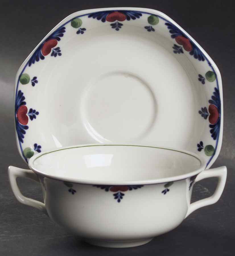 Veruschka Flat Cream Soup Bowl & Saucer Set by Adams China-1