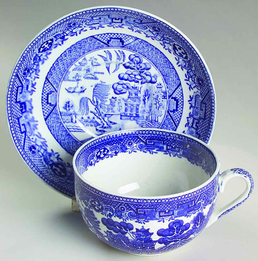 Willow Blue (Smooth, No Trim) Oversized Cup & Saucer Set by Adams China-1