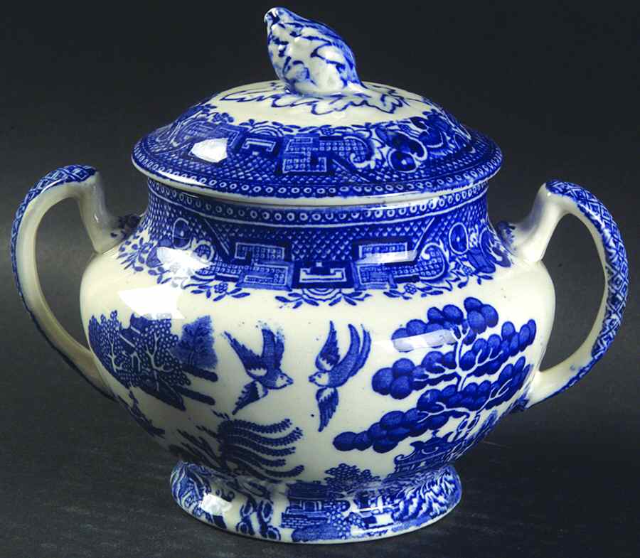 Willow Blue (Smooth, No Trim) Sugar Bowl & Lid by Adams China-1