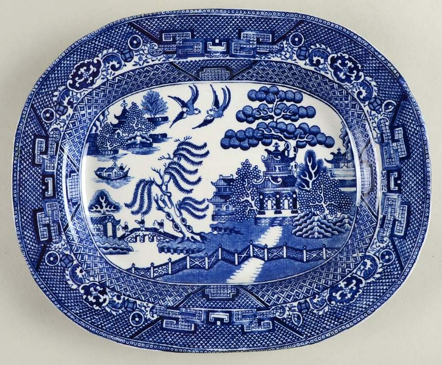 Willow Blue (Smooth, No Trim) 10" Oval Serving Platter by Adams China-1