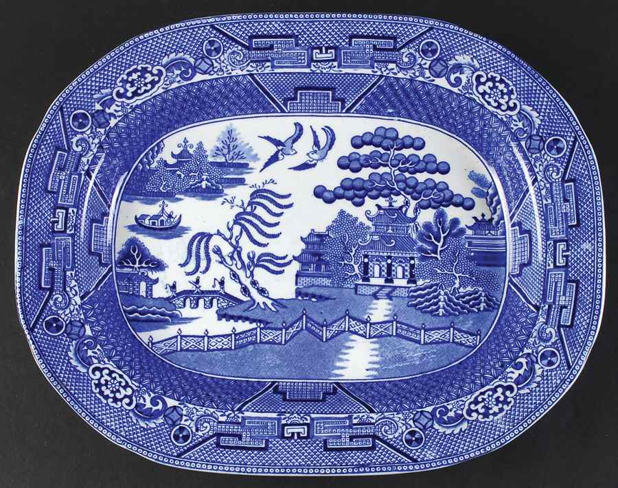 Willow Blue (Smooth, No Trim) 13" Oval Serving Platter by Adams China-1