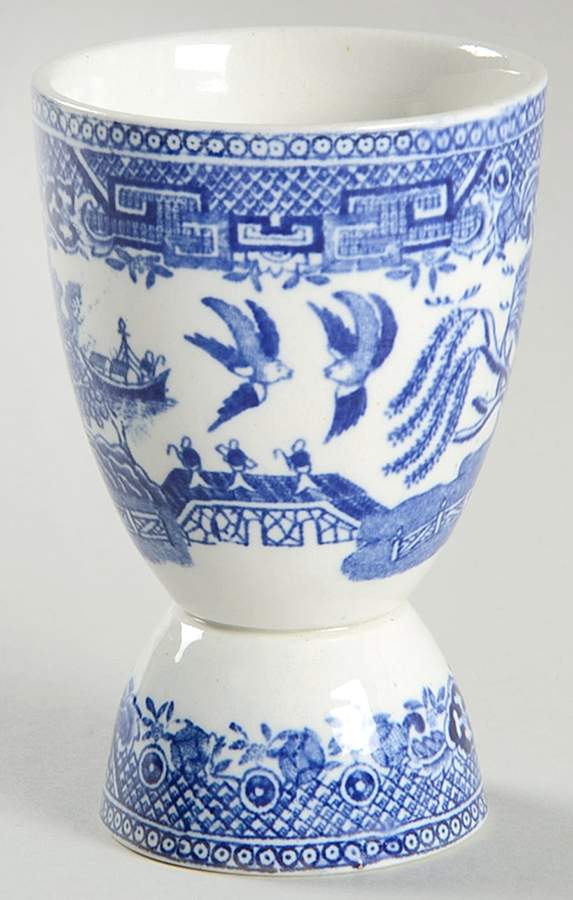 Willow Blue (Smooth, No Trim) Double Egg Cup by Adams China-1