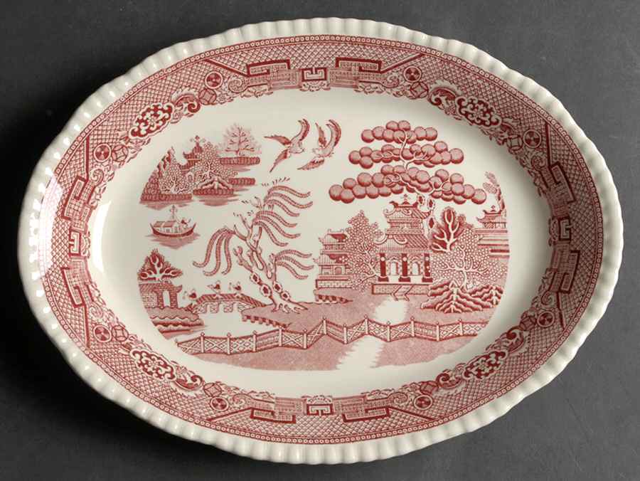 Willow Pink 12" Oval Serving Platter by Adams China-1