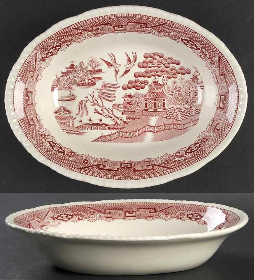 Willow Pink 9" Oval Vegetable Bowl by Adams China-1