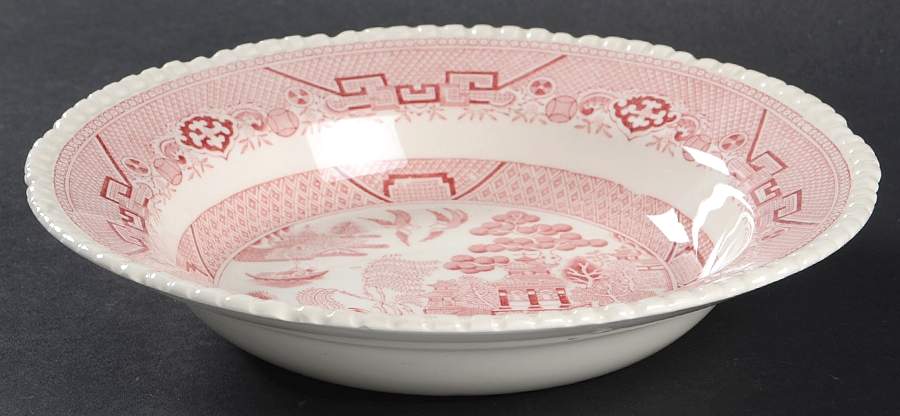 Willow Pink Rim Soup Bowl by Adams China-1