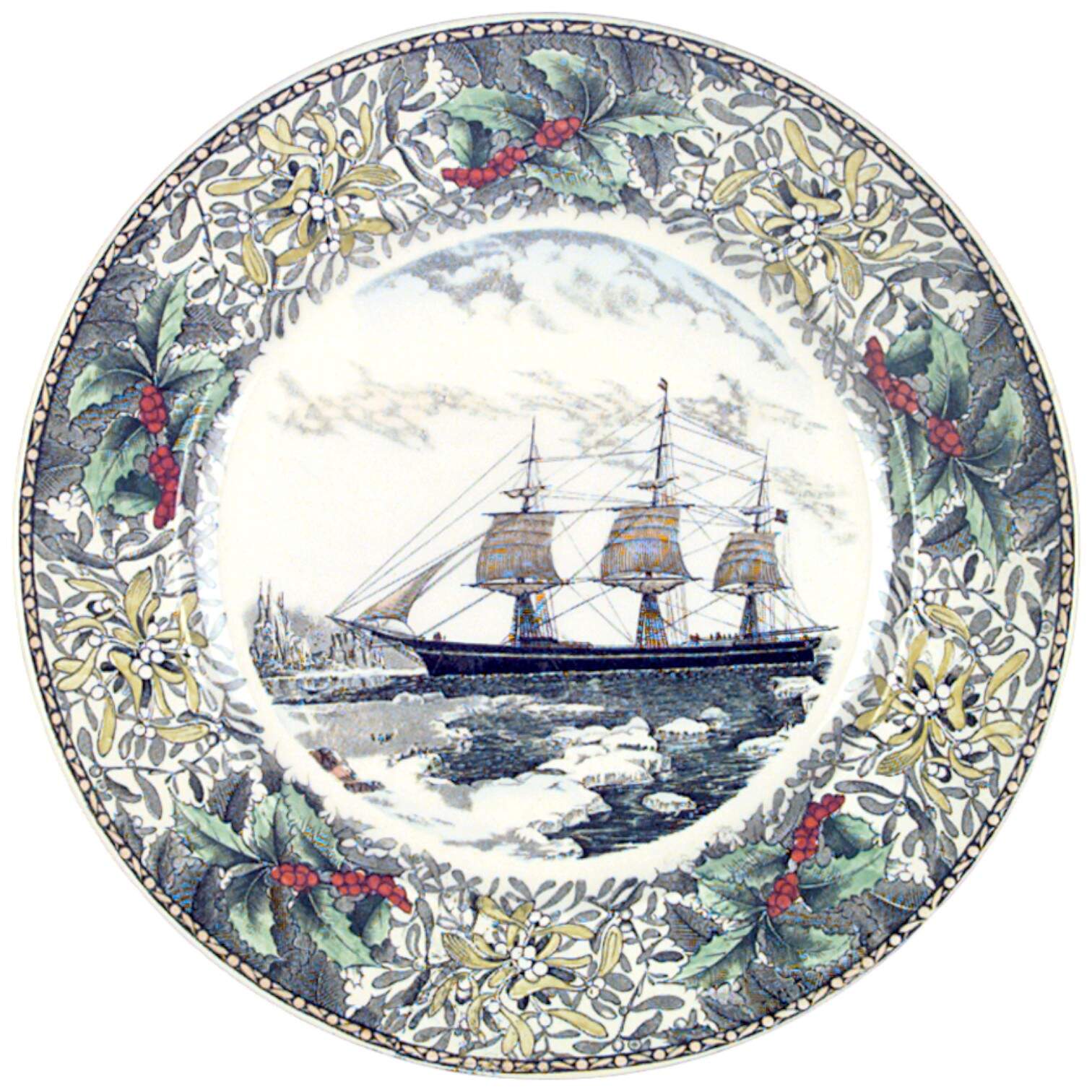 Winter Scenes Black, Multicolor Dinner Plate by Adams China-1