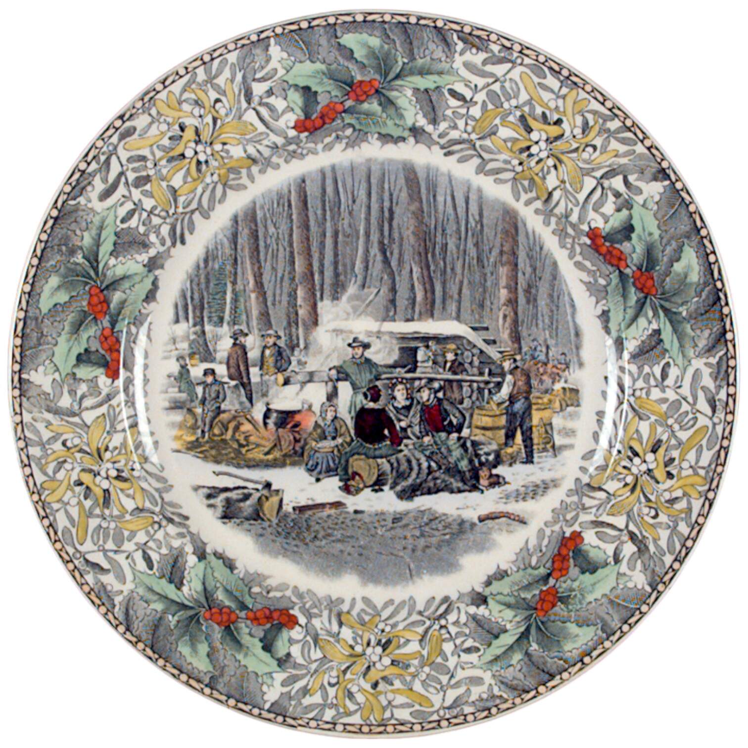Winter Scenes Black, Multicolor Dinner Plate by Adams China-1