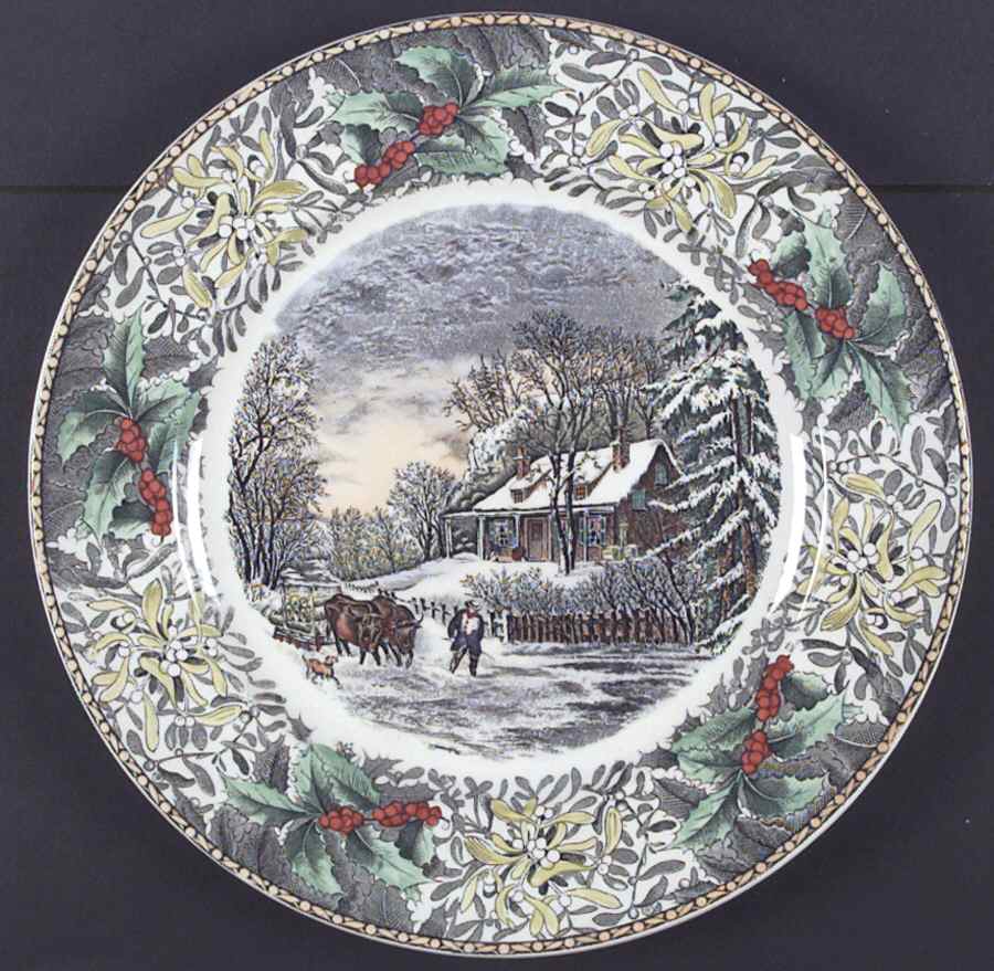 Winter Scenes Black, Multicolor Dinner Plate by Adams China-1