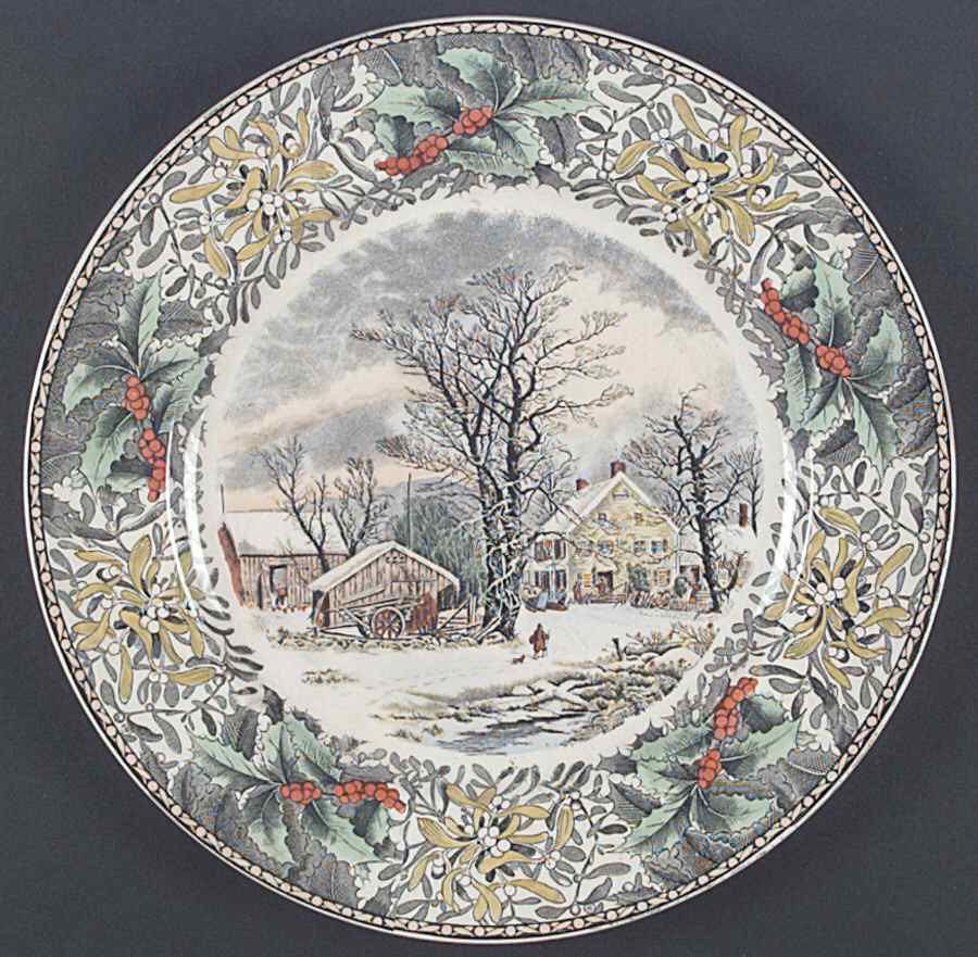 Winter Scenes Black, Multicolor Dinner Plate by Adams China-1