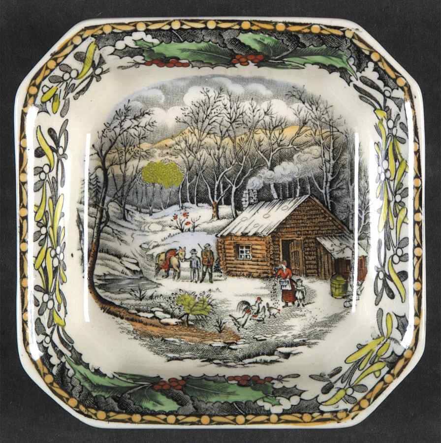 Winter Scenes Black, Multicolor Nut Dish by Adams China-1