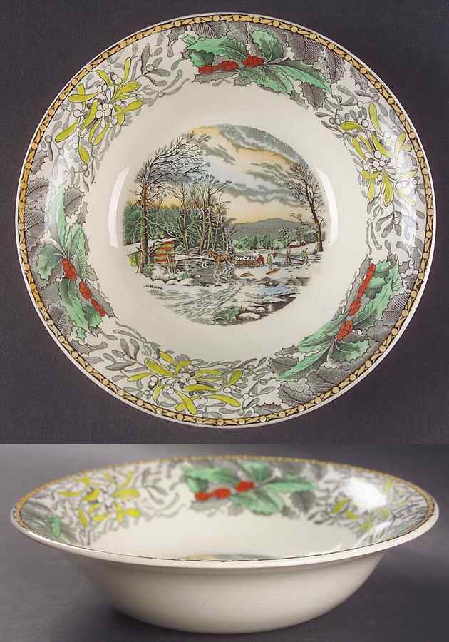 Winter Scenes Black, Multicolor Coupe Soup Bowl by Adams China-1