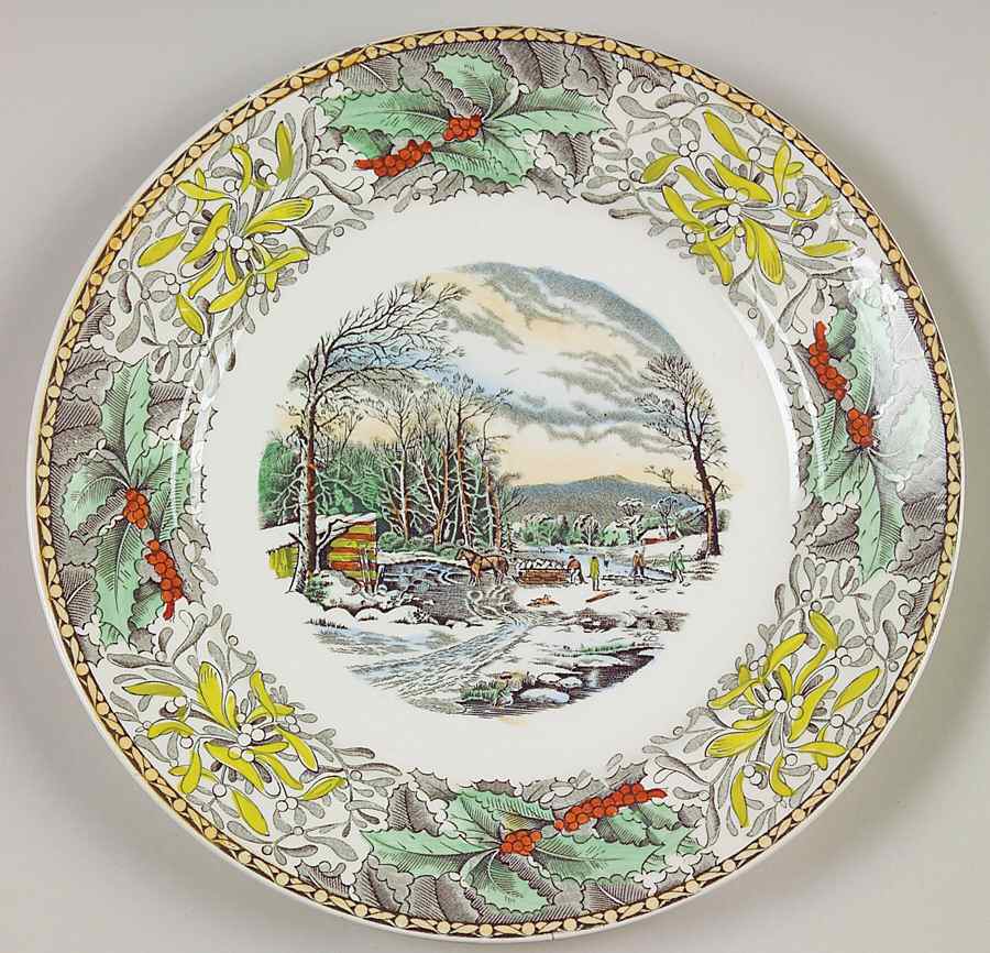 Winter Scenes Black, Multicolor Salad Plate by Adams China-1