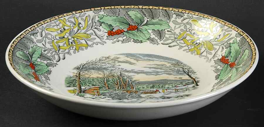 Winter Scenes Black, Multicolor Coupe Soup Bowl by Adams China-1
