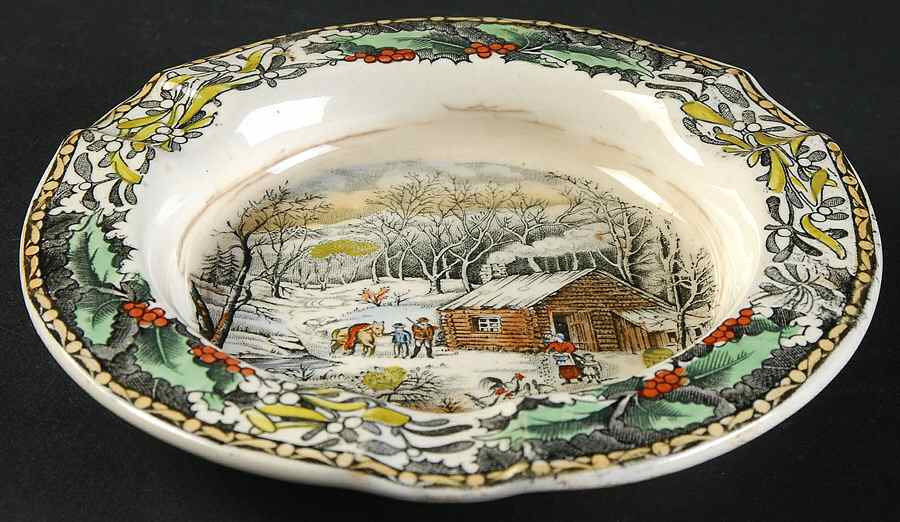 Winter Scenes Black, Multicolor 5" Ashtray by Adams China-1