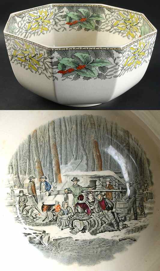 Winter Scenes Black, Multicolor 9" Salad Serving Bowl by Adams China-1