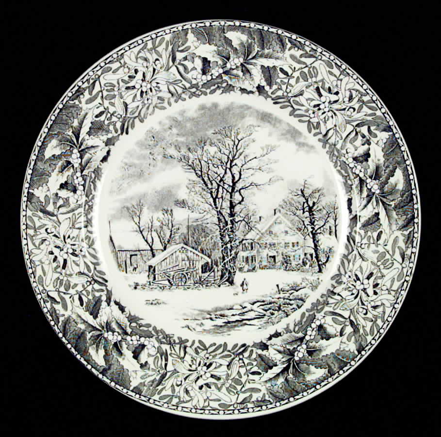 Winter Scenes Black Dinner Plate by Adams China-1