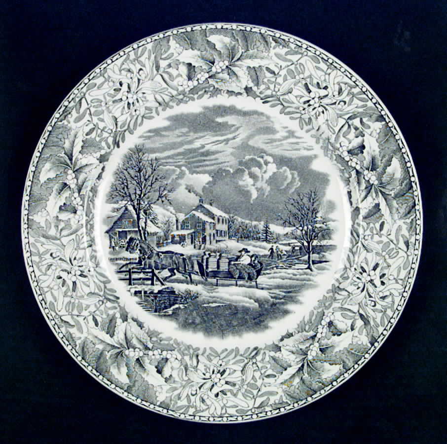Winter Scenes Black Dinner Plate by Adams China-1