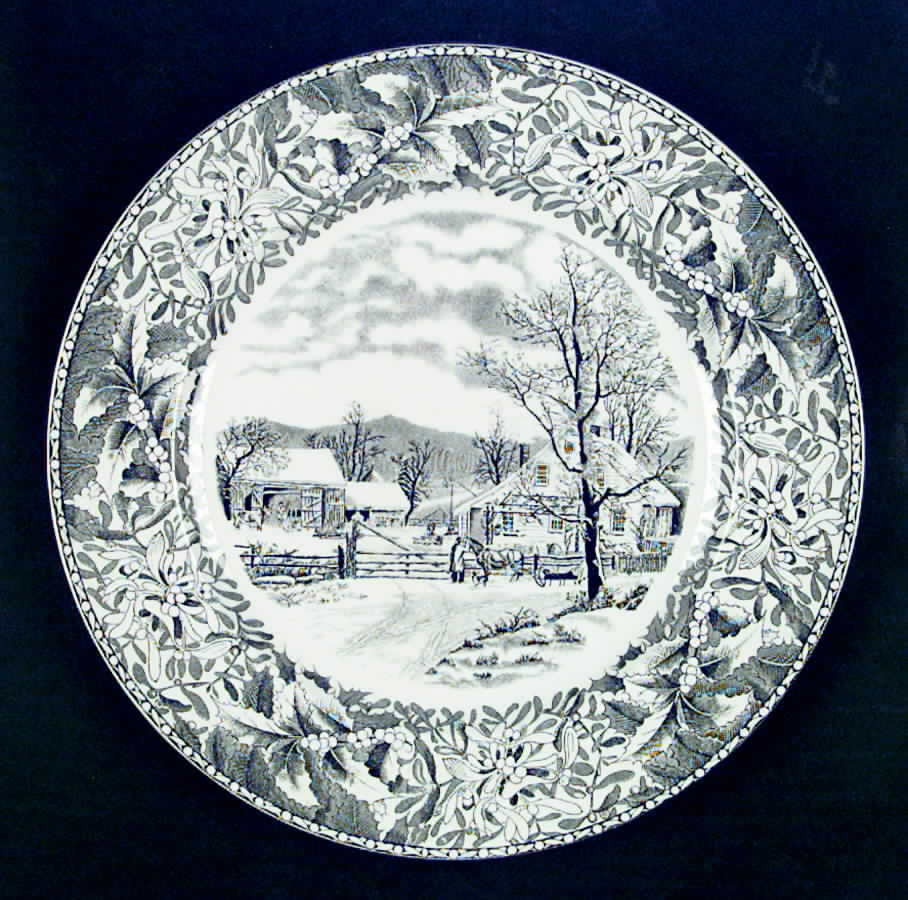 Winter Scenes Black Dinner Plate by Adams China-1
