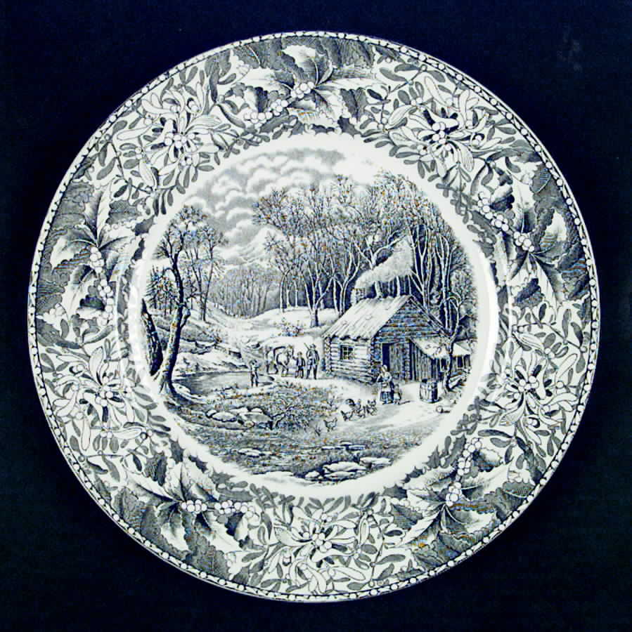 Winter Scenes Black Dinner Plate by Adams China-1