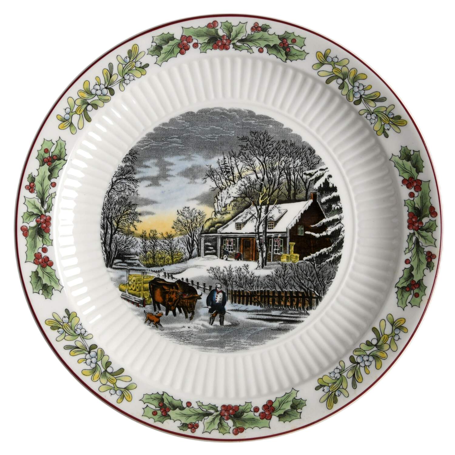 Winter Scenes (Ribbed Center) Salad Plate by Adams China-1