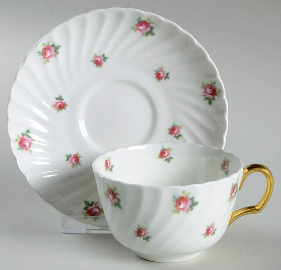ADD3 (Swirl Rim) Footed Cup & Saucer Set by Adderley-1