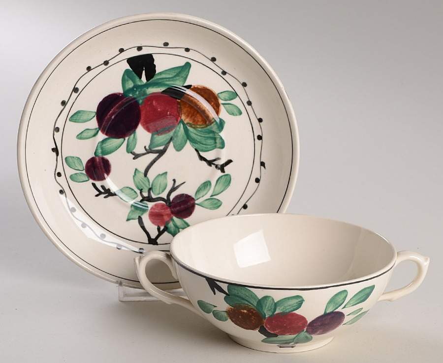 ADD4 Flat Cream Soup Bowl & Saucer Set by Adderley-1