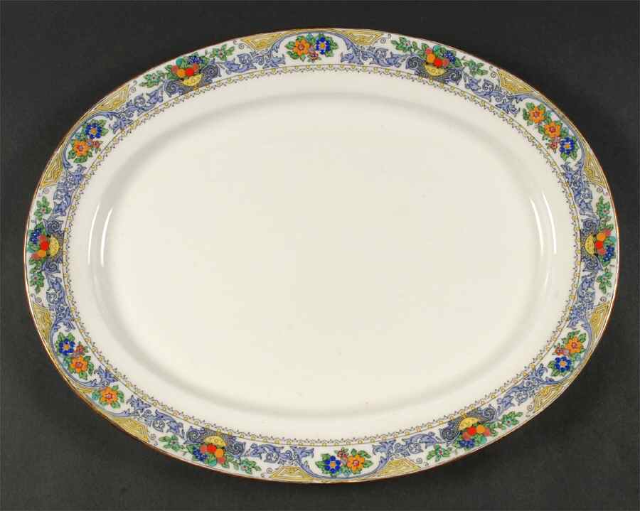 Almora (White Background) 15" Oval Serving Platter by Adderley-1