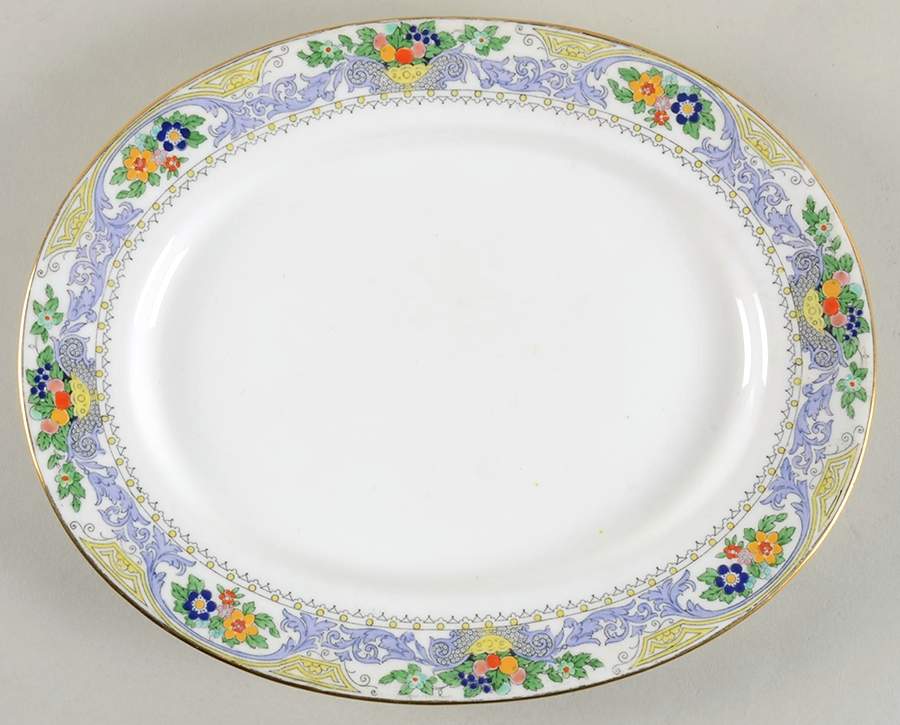 Almora (White Background) 11" Oval Serving Platter by Adderley-1