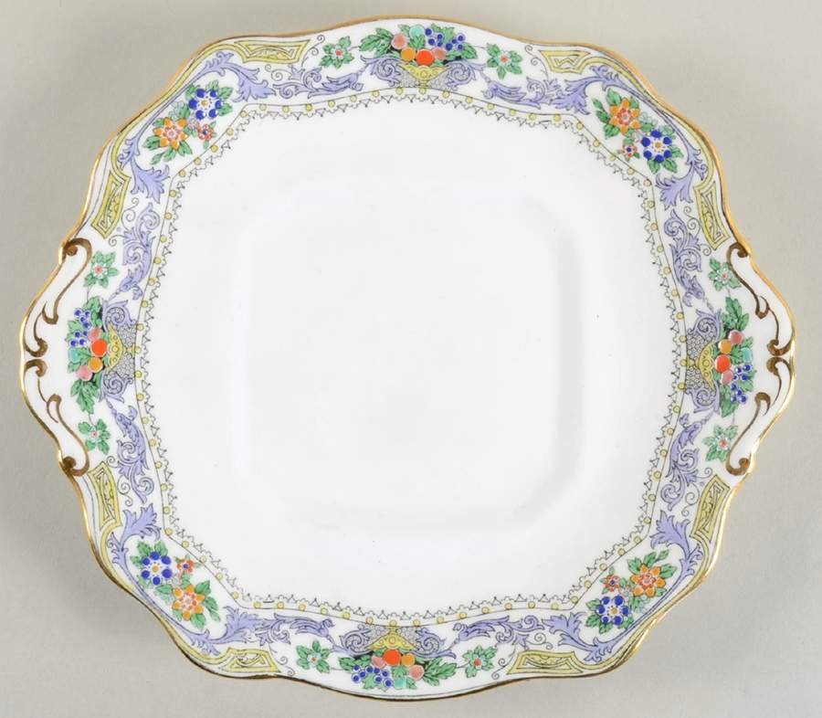 Almora (White Background) Square Handled Cake Plate by Adderley-1