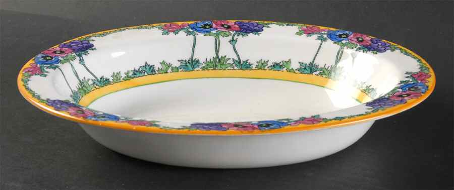 Anemone Multicolor 10" Oval Vegetable Bowl by Adderley-1