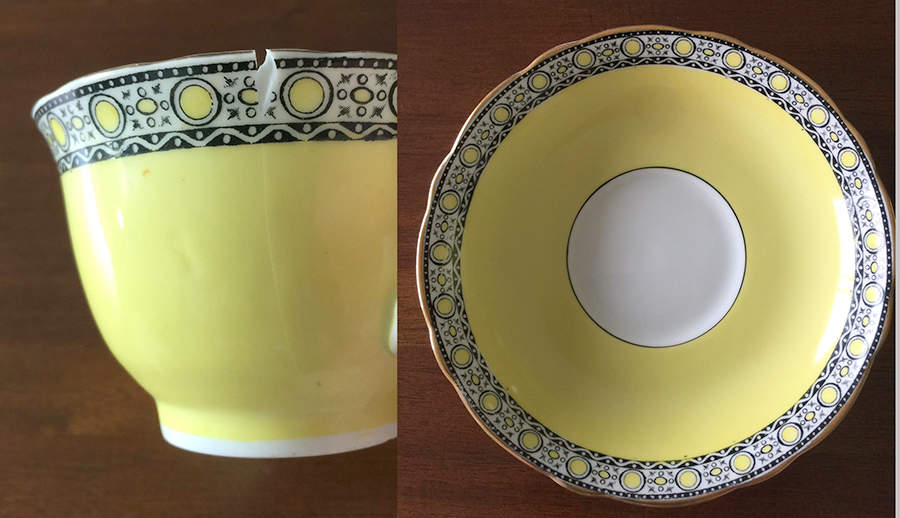 Belmont Yellow Footed Cup & Saucer Set by Adderley-1
