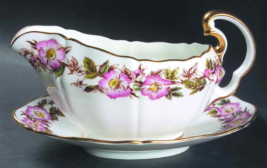 Briar Rose (Pink) Gravy Boat & Underplate by Adderley-1